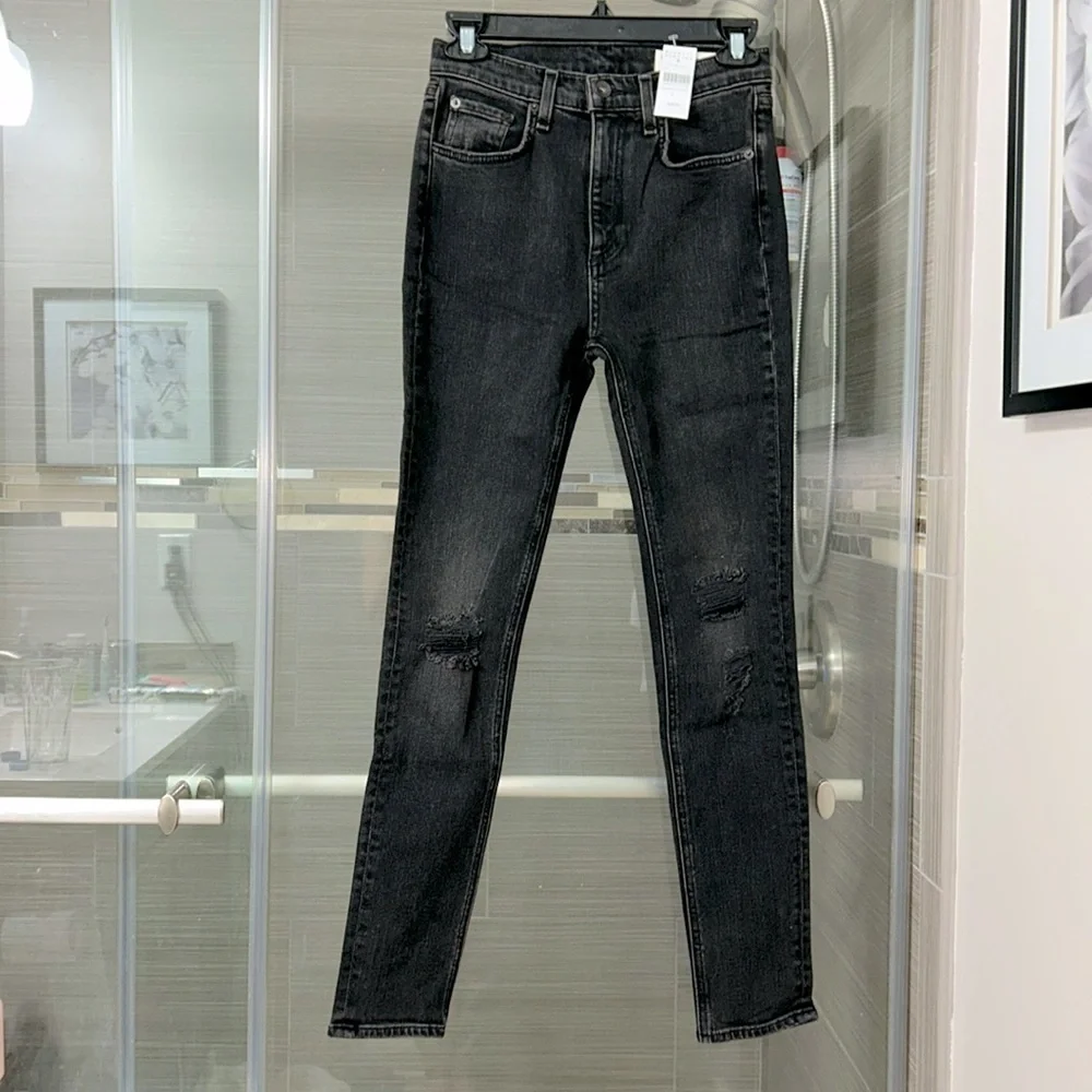 ✨ RAG & BONE ✨ NWT Black Destructed High Rise Ankle Skinny Jeans Size 25 - Picture 3 of 16